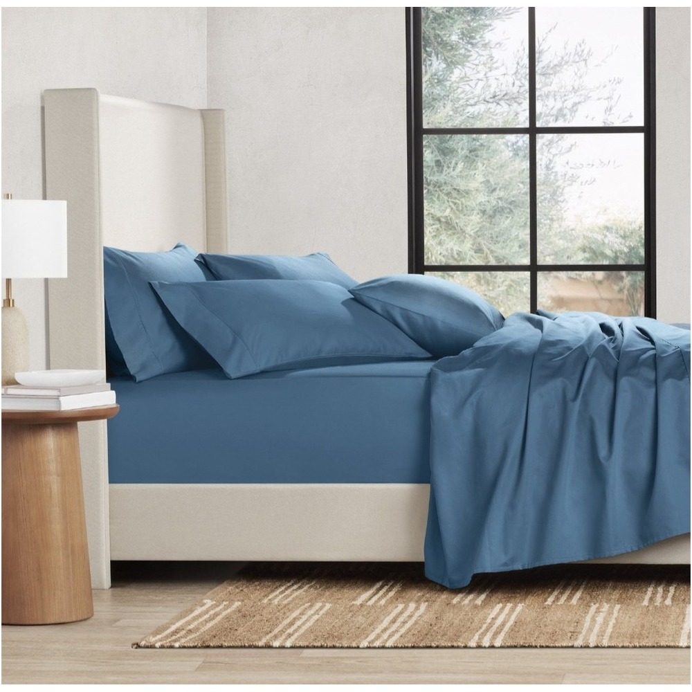 Member's Mark Performance 500-Thread-Count Solid Sheet Set QUEEN indigo blue